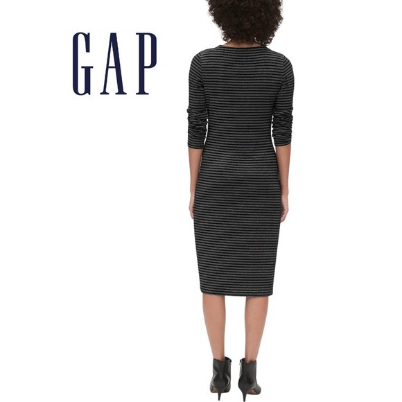 NEW GAP Metallic Stripe Twist-Knot Midi Dress SZ S - Picture 5 of 11